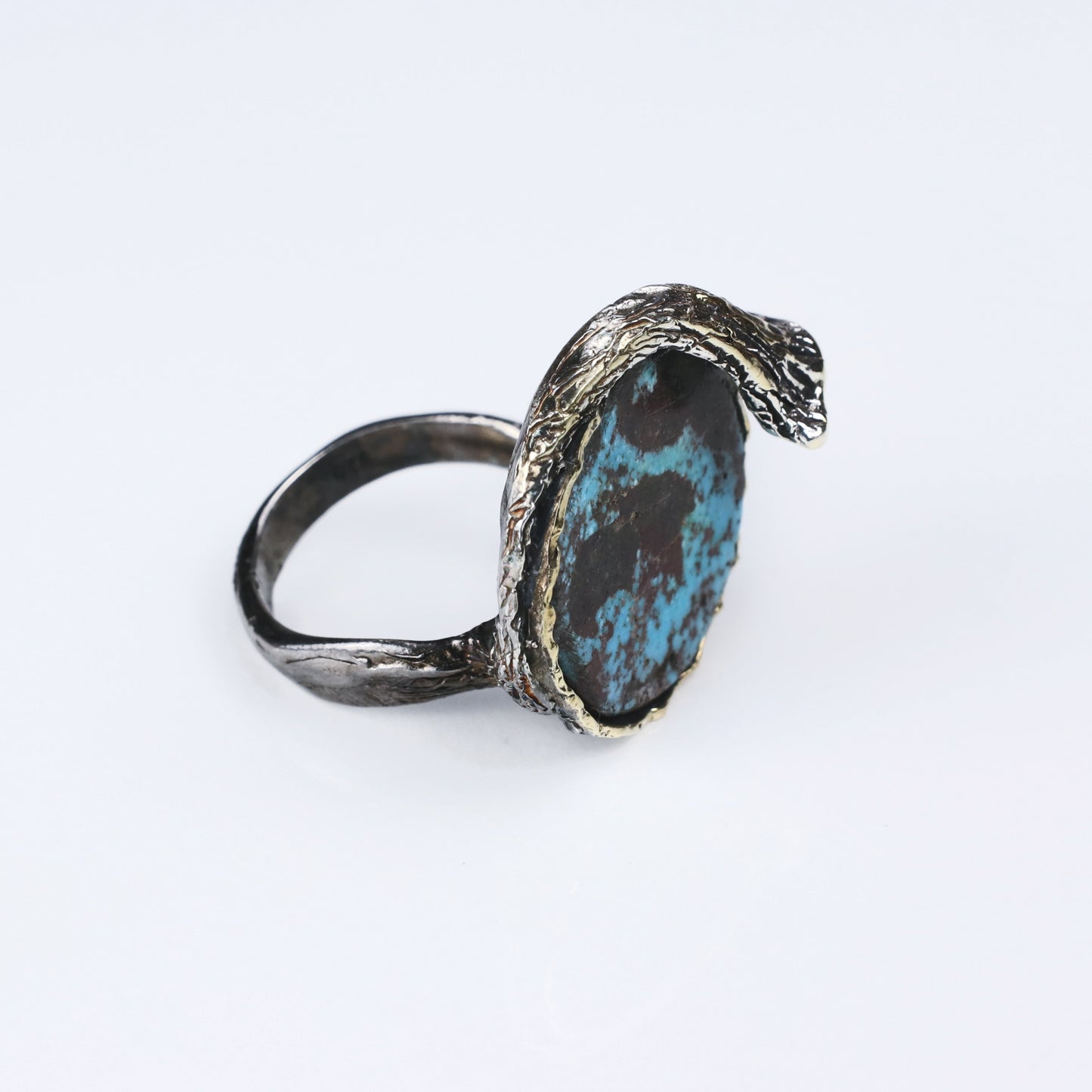 IC: ANILLO PLATA Y TURQUESA NATURAL