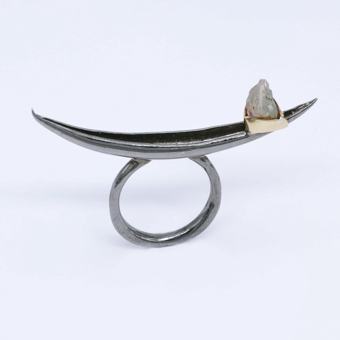 IC: ANILLO PLATA RODIO NEGRO AGUAMARINA