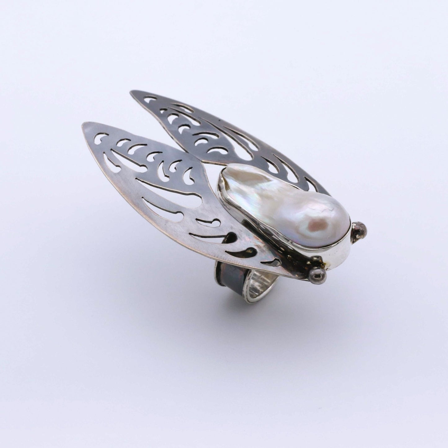 IC: ANILLO PLATA PERLA IRREGULAR