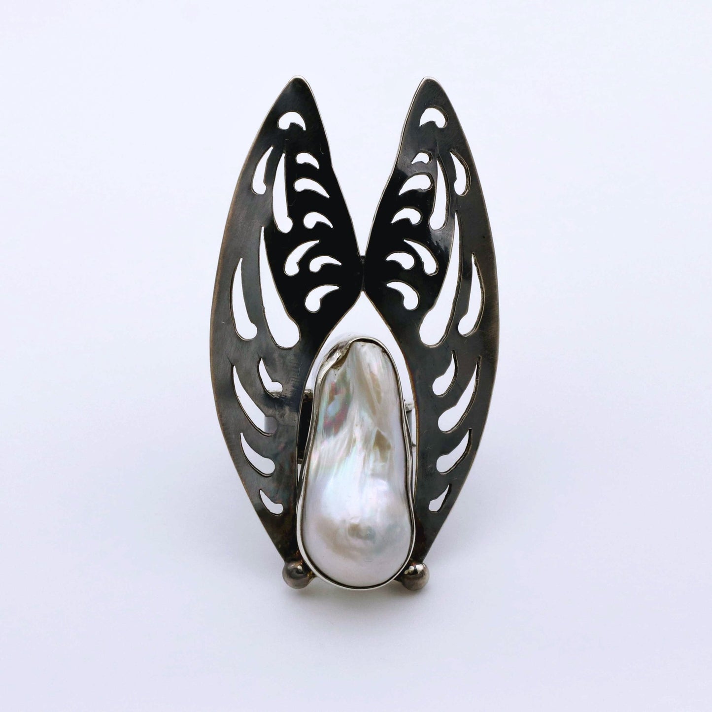 IC: ANILLO PLATA PERLA IRREGULAR ARTESANIA