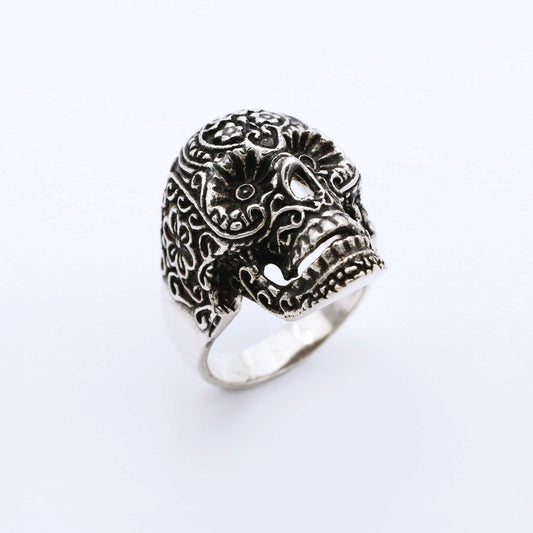 IC: ANILLO PLATA CALAVERA CATRINA MEXICANA
