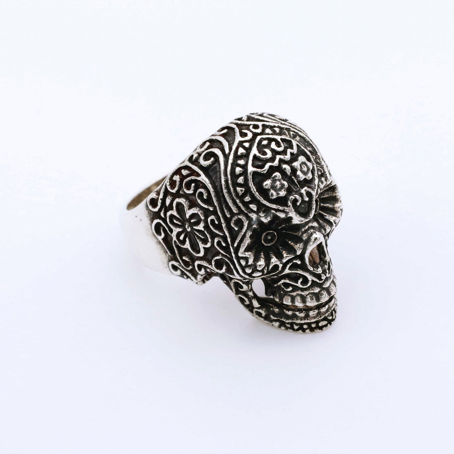 IC: ANILLO PLATA CALAVERA CATRINA MEXICANA