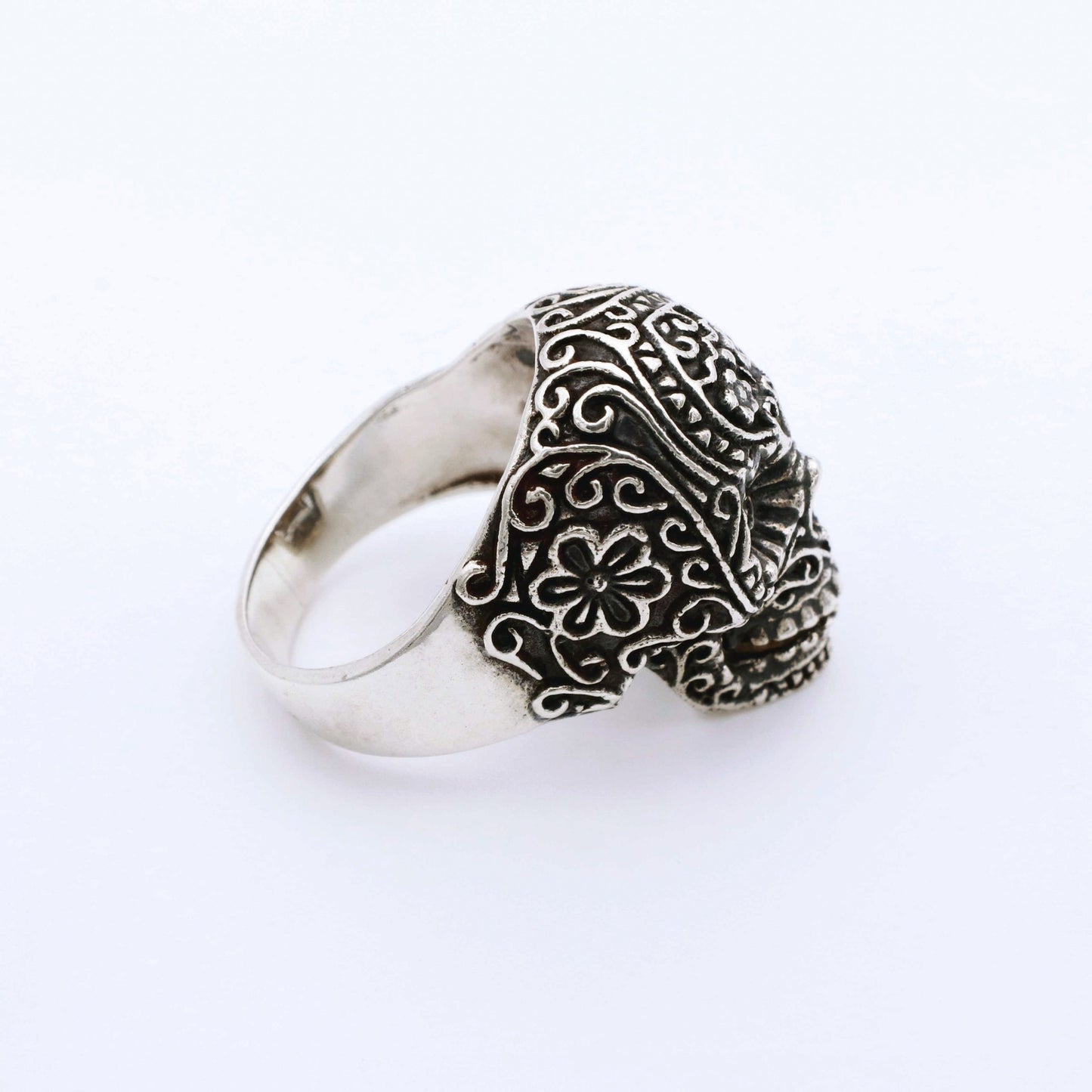 IC: ANILLO PLATA CALAVERA CATRINA MEXICANA