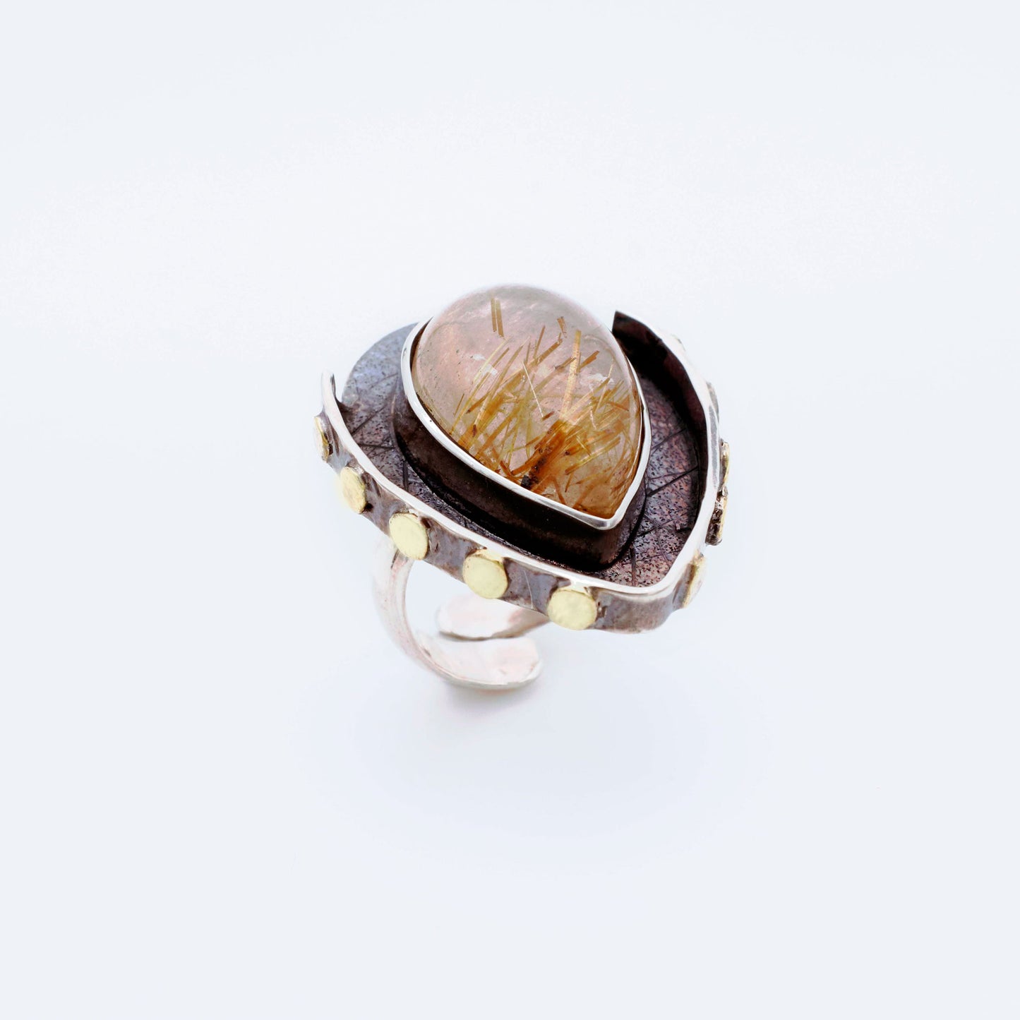 IC: ANILLO PLATA 925 ARTESANIA CUARZO RUTILADO