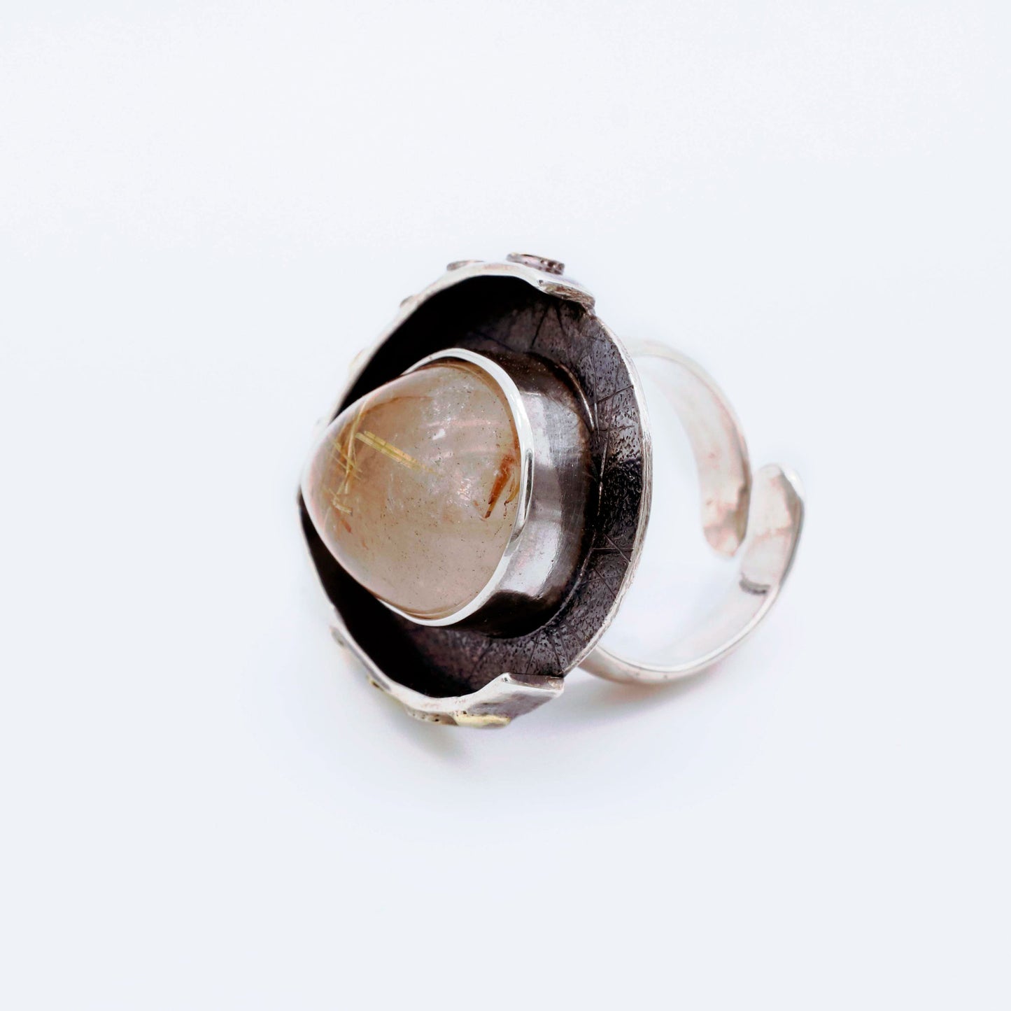 IC: ANILLO PLATA 925 ARTESANIA CUARZO RUTILADO