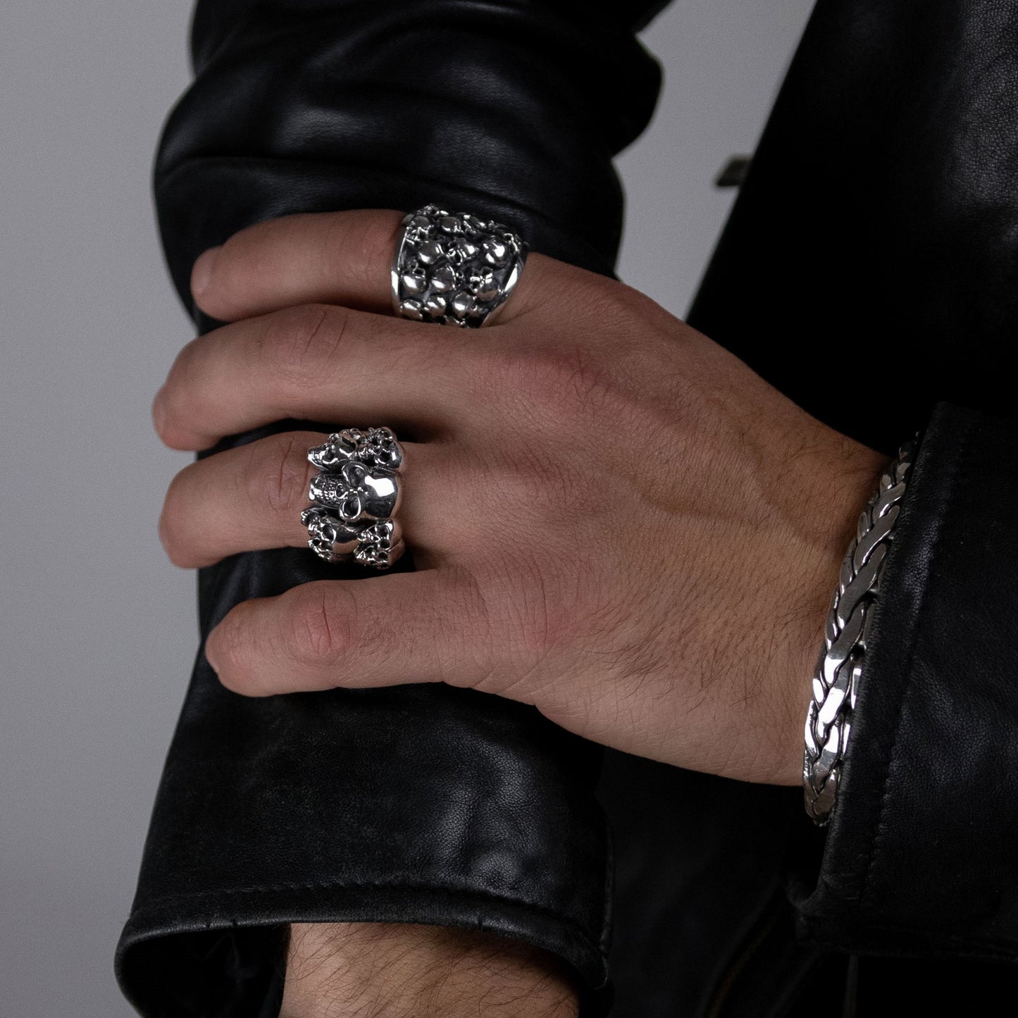 Anillo Combi Calaveras - Plata Luz