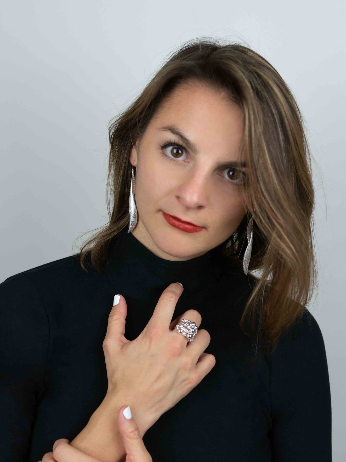 Pendiente Petal - Plata Luz