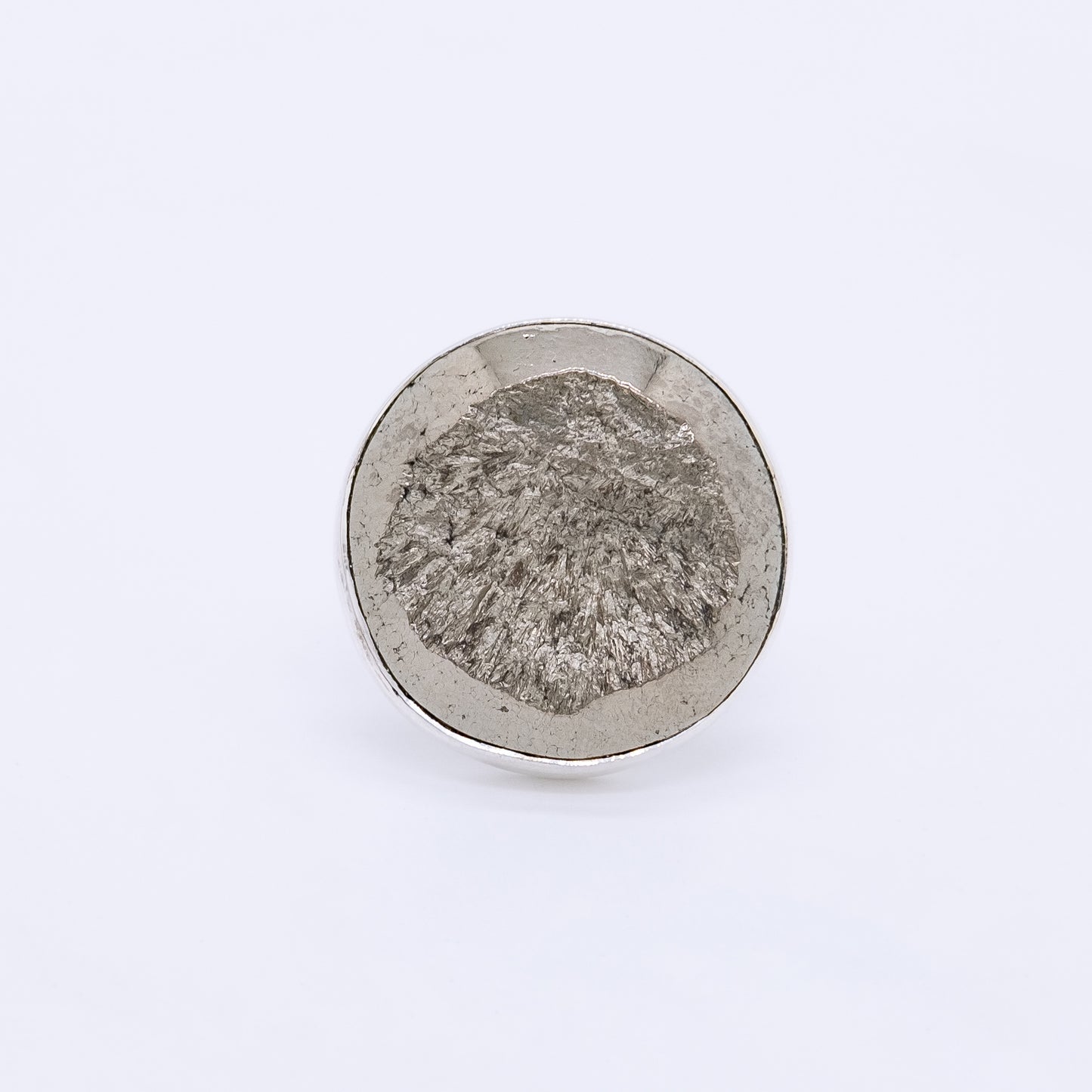 Anillo Cráter Pirita en Bruto y Plata de Ley