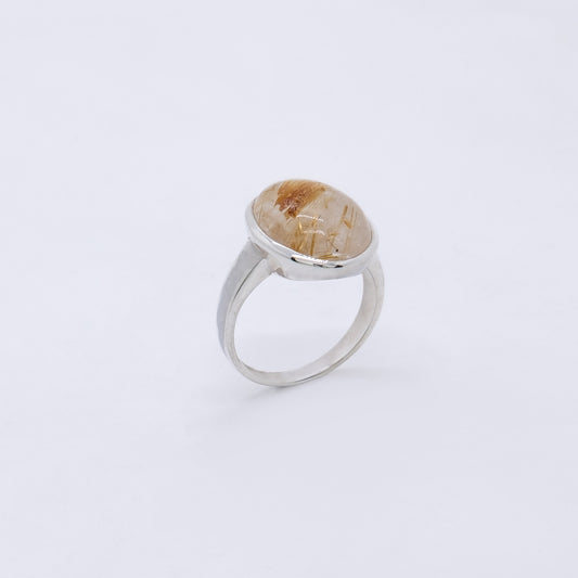 Anillo Komovebi Plata con Cuarzo Rutilado