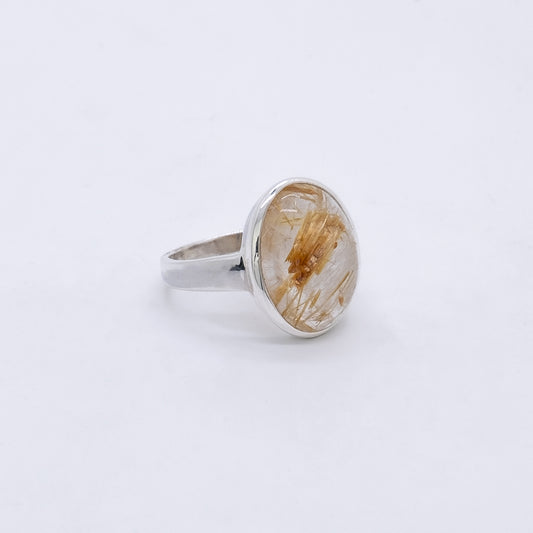 Anillo Komovebi Plata con Cuarzo Rutilado