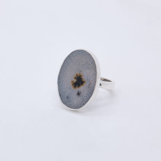 Anillo Ocular Plata 925 y Cuarzo Dendrita