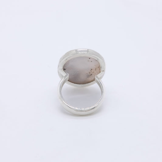 Anillo Yokan Plata 925 y Cuarzo Dendrítico
