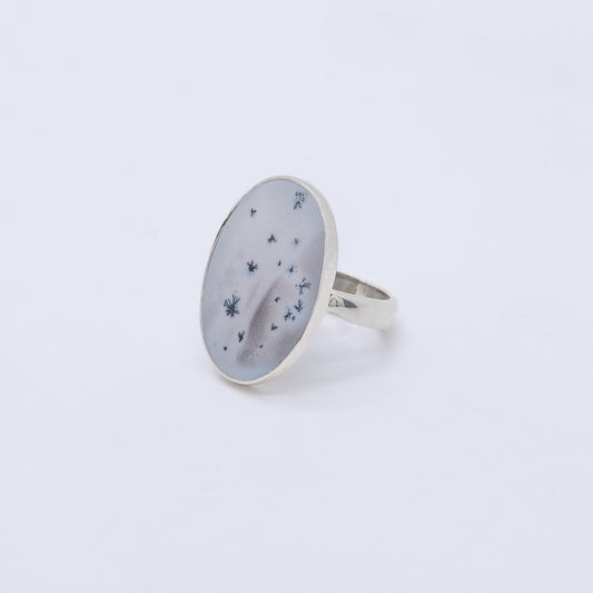 Anillo Yokan Plata 925 y Cuarzo Dendrítico