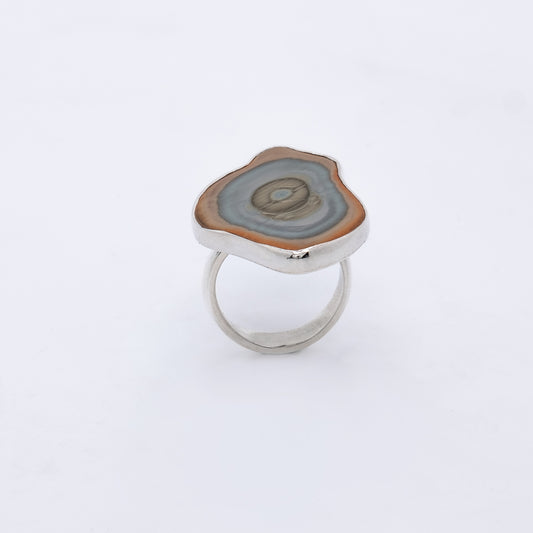 Anillo Circule Plata 925 Ecológica Hecho a Mano y Jaspe Imperial