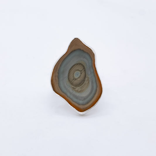 Anillo Circule Plata 925 Ecológica Hecho a Mano y Jaspe Imperial