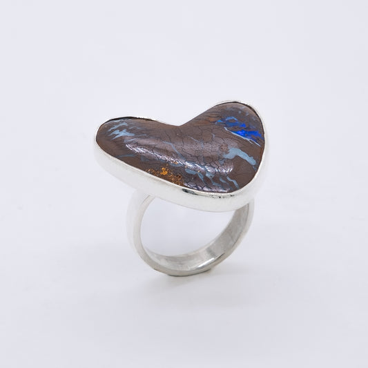 Anillo Core Hecho a Mano en Plata 925 y Ópalo Matrix Australiano
