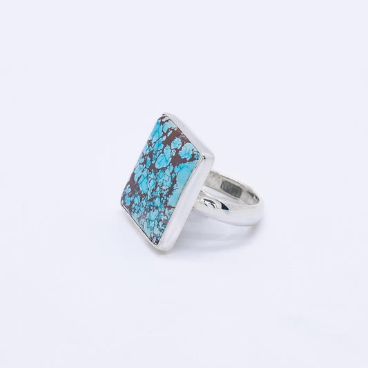 Anillo Carré Hecho a Mano Plata 925 y Turquesa Natural