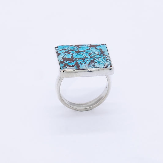 Anillo Carré Hecho a Mano Plata 925 y Turquesa Natural