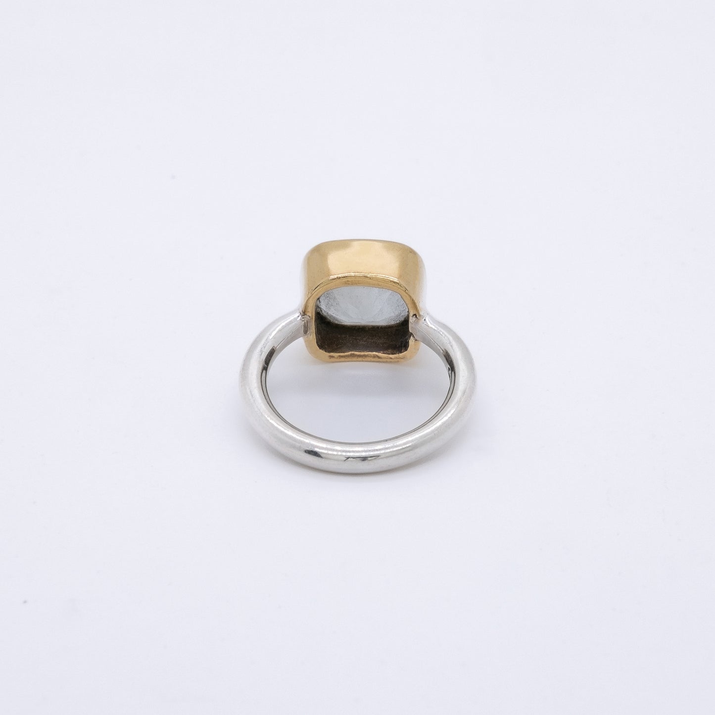 Anillo Parseo Plata 925 baño de oro 18k y Cuarzo Prasiolita