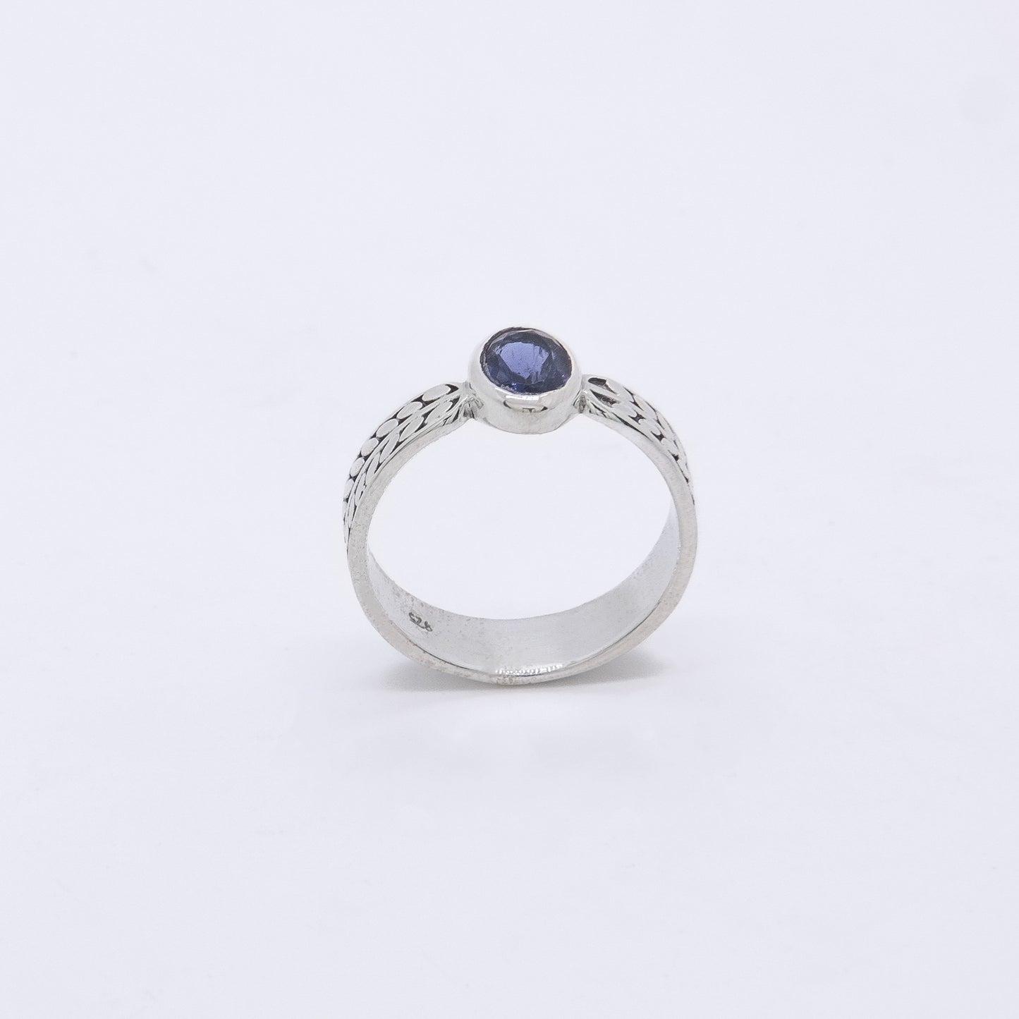 Anillo Wiki Hecho a Mano Plata 925 Iolita, Topacio Azul, Olivina y Calcedonia verde