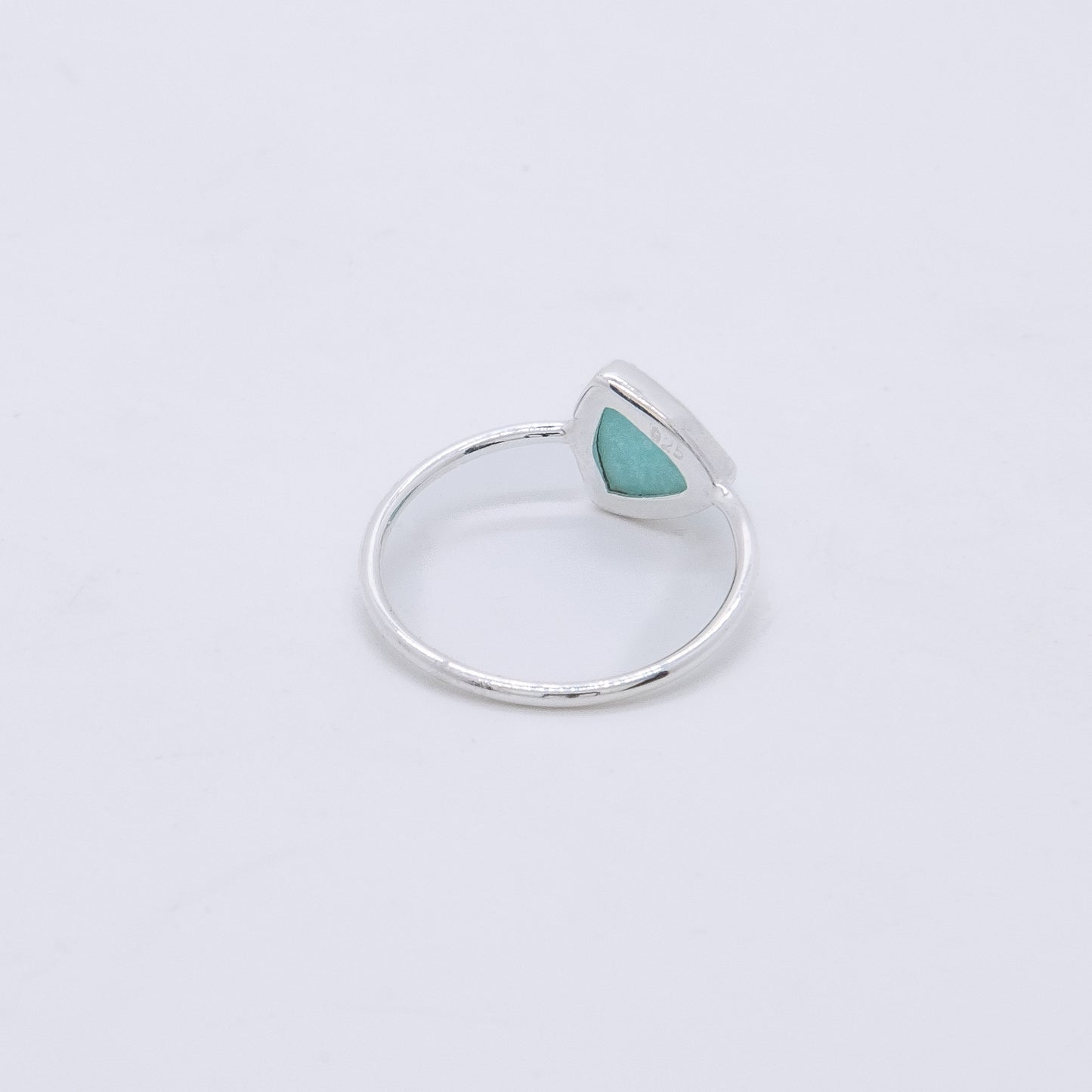 Anillo Trillion Plata y Amazonita Hecho a Mano