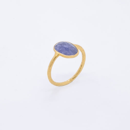 Anillo Kahurangi Plata 925 Baño Oro 18k y Tanzanita - Turmalina Rubelita
