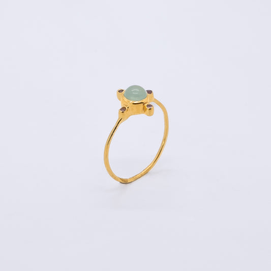 Anillo Ra Plata 925 Baño Oro 18k Gemas Naturales