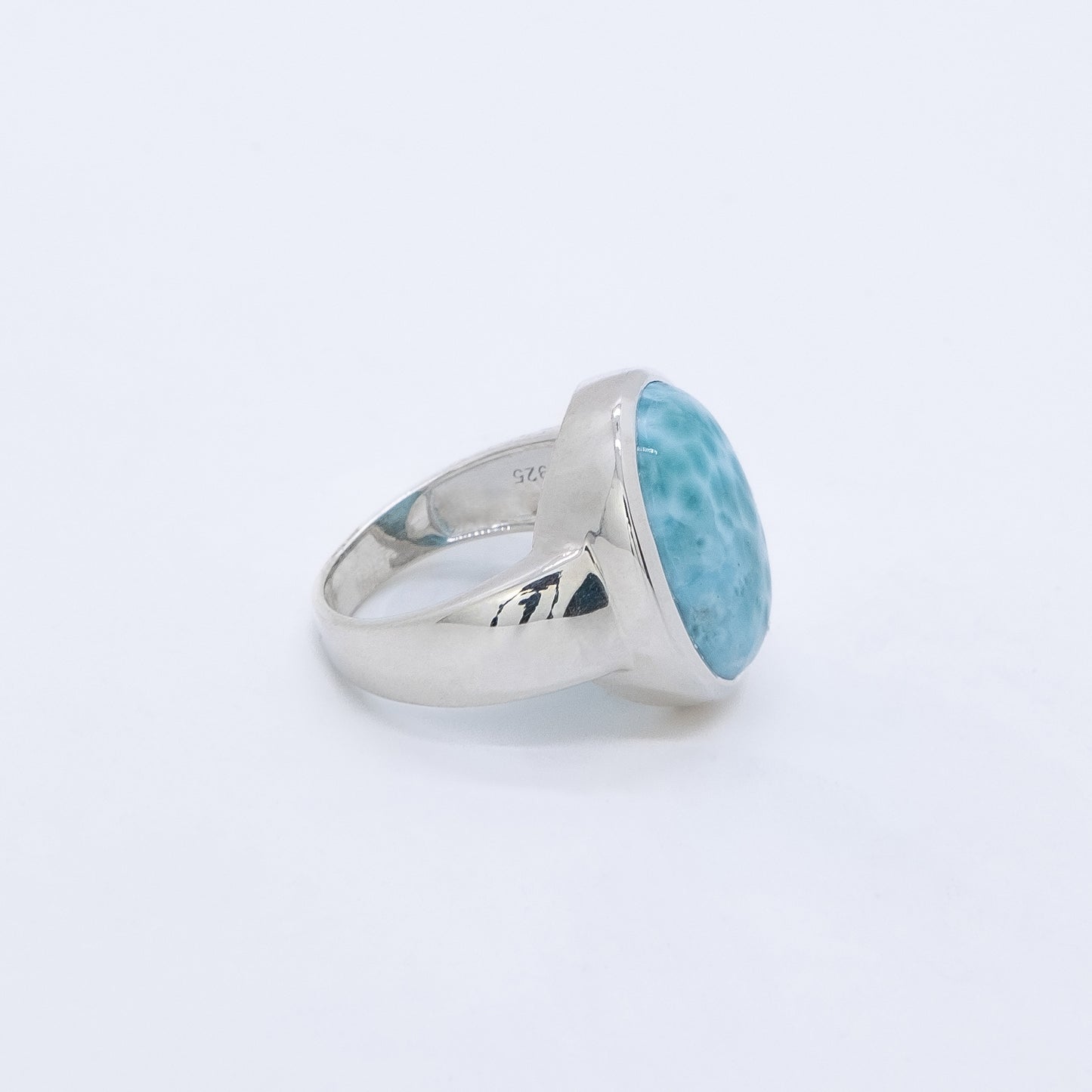 Anillo Moana Hecho a Mano Plata 925 y Larimar Natural Calidad AAA