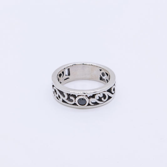 Anillo Mahi Plata 925 y Ónix Negro facetado