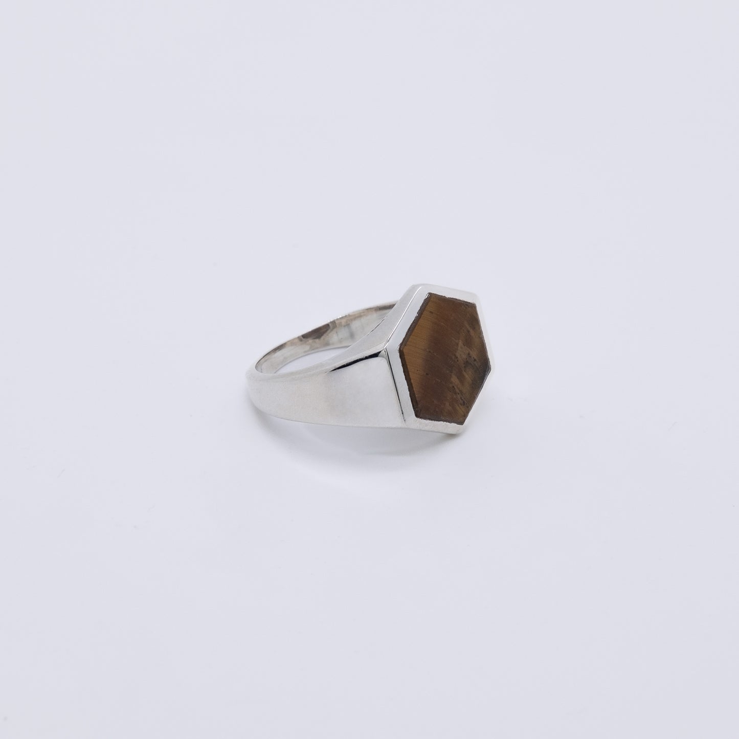 Anillo Ono Plata 925 y Piedras Hexagonales
