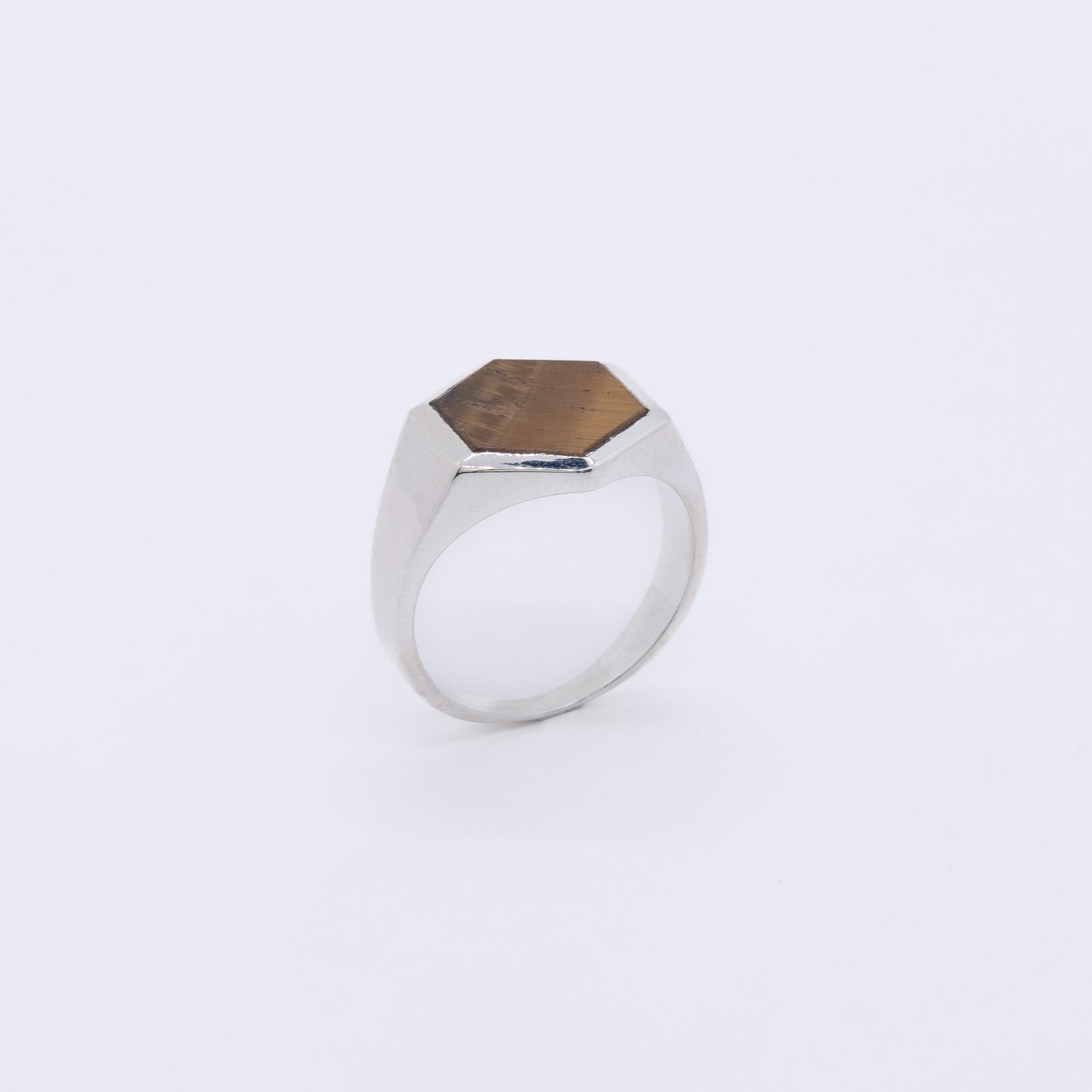 Anillo Ono Plata 925 y Piedras Hexagonales