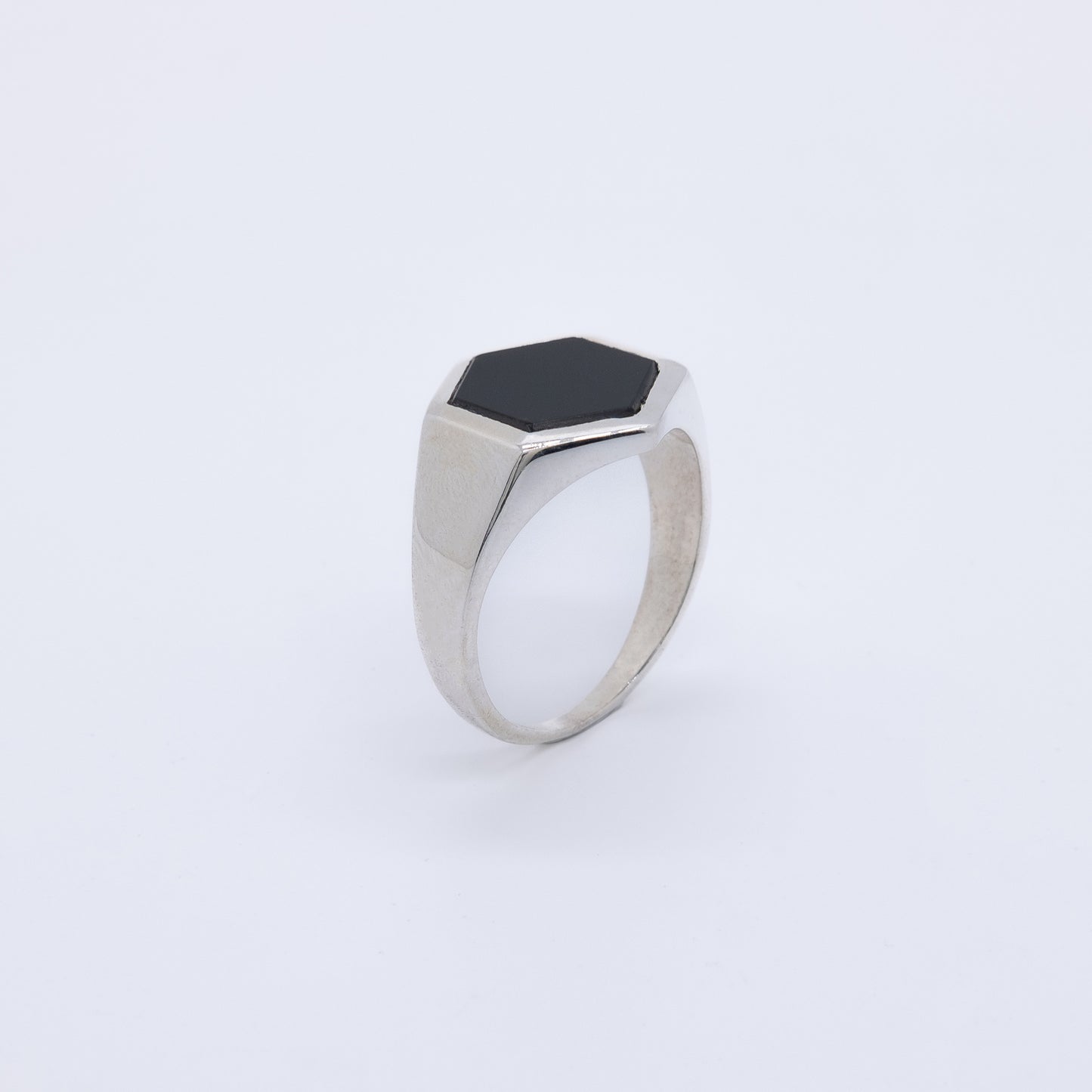 Anillo Ono Plata 925 y Piedras Hexagonales