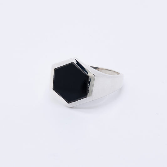 Anillo Ono Plata 925 y Piedras Hexagonales