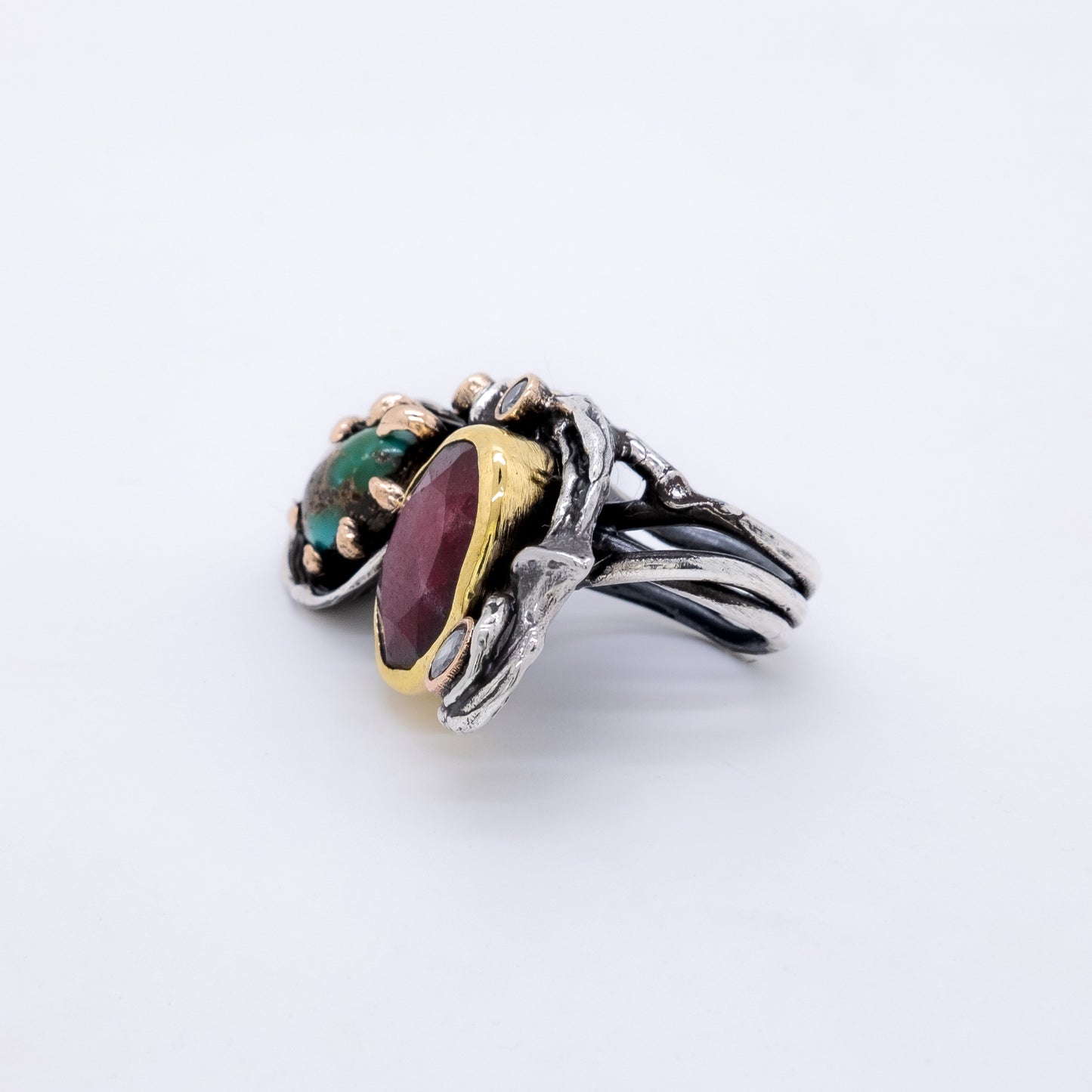 Anillo Salome Hecho a Mano Plata 925 y Piedras Naturales