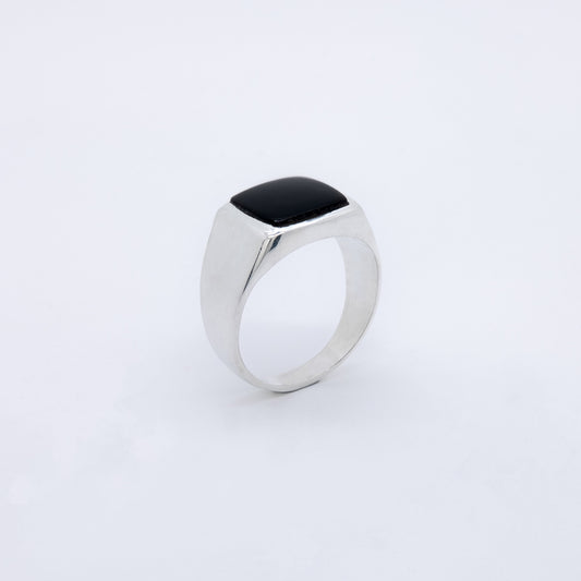 Anillo Lapagua Plata 925 y Ónix negro Cuadrado