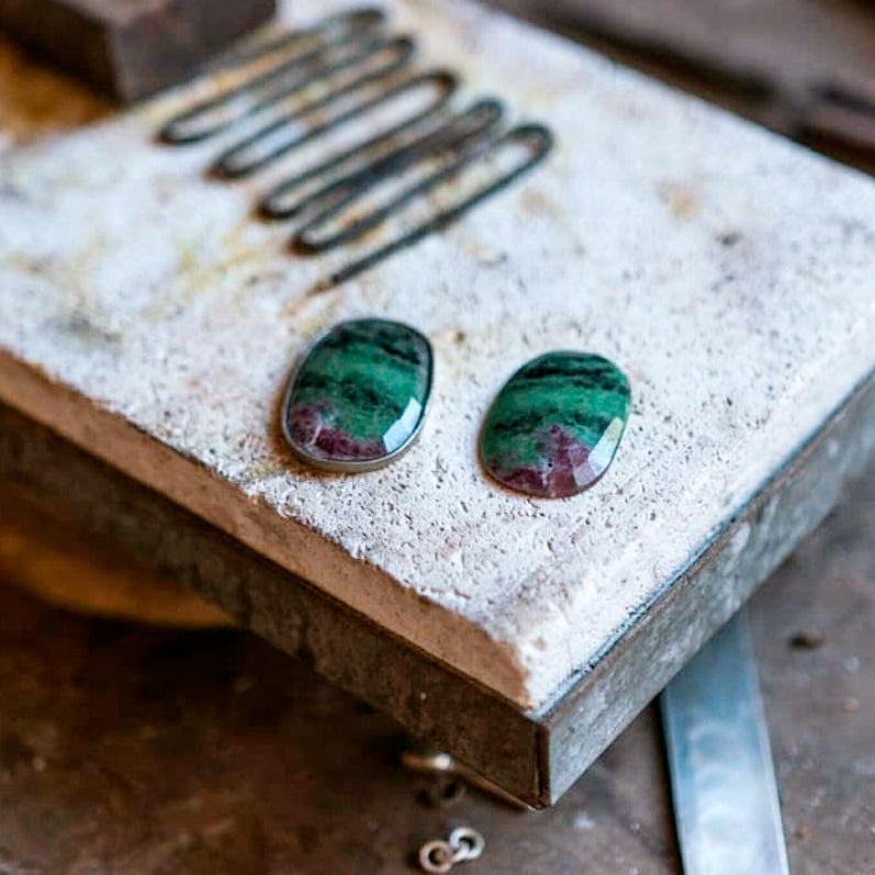 IC: PENDIENTES PLATA ARTESANIA RUBI AFRICANO
