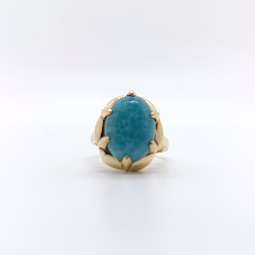 Anillo Turquesa Chapado Oro 18k
