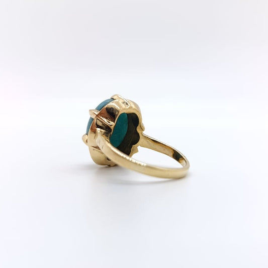 Anillo Turquesa Chapado Oro 18k