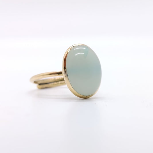 Anillo Calcedonia Azul Oval