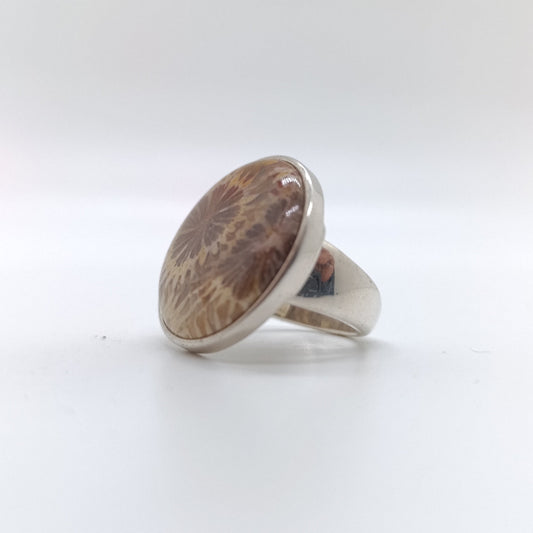 Anillo Fósil de Coral Redondo
