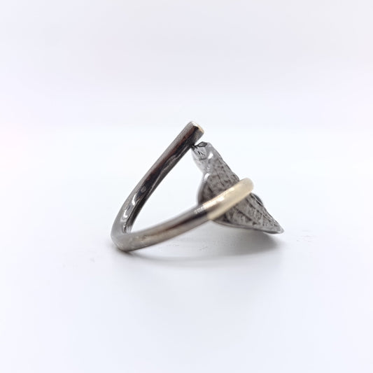 Anillo Hoja Turmalina Verdelita Plata Chapada Oro 18k