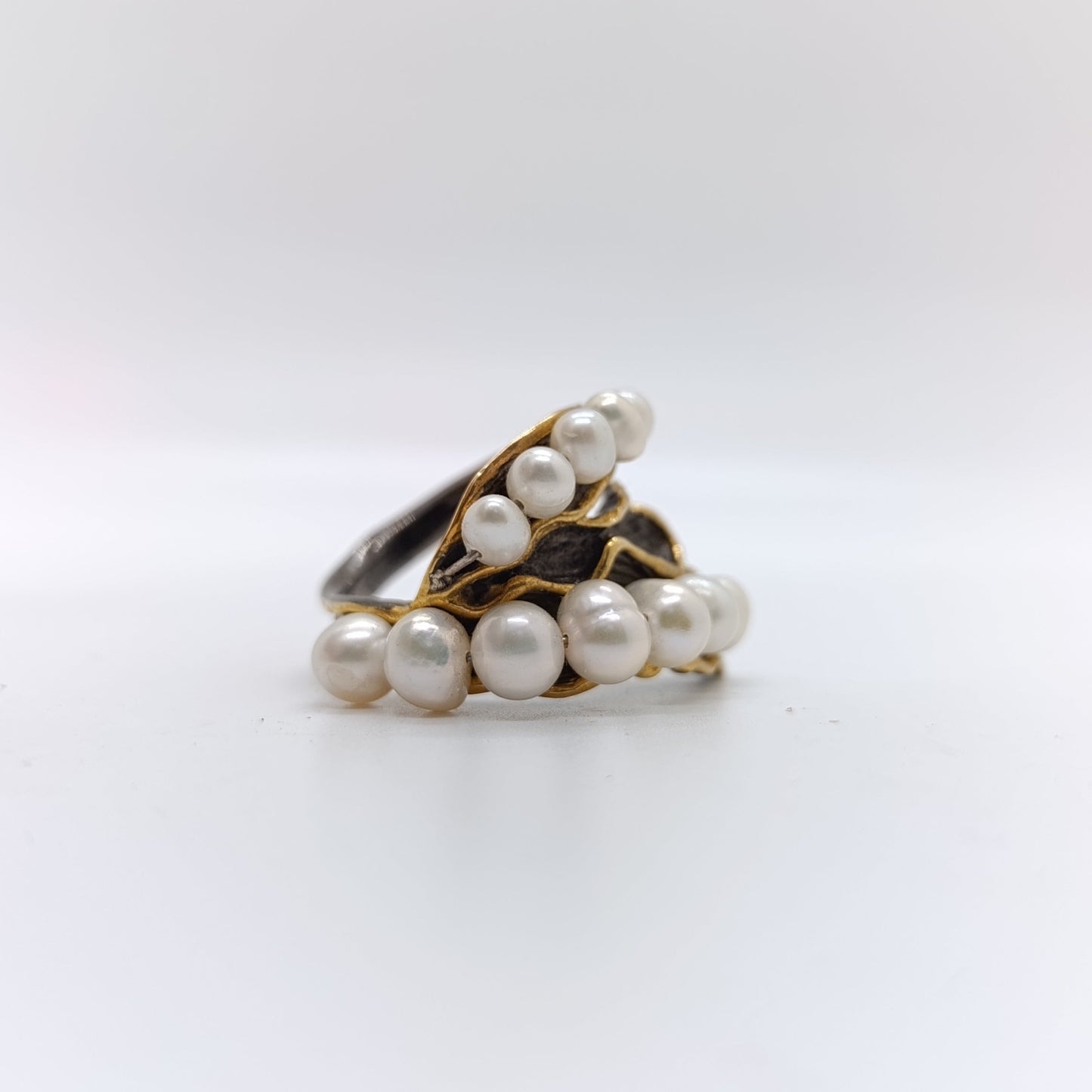 Anillo Ola de Perlas Chapado Oro 18k