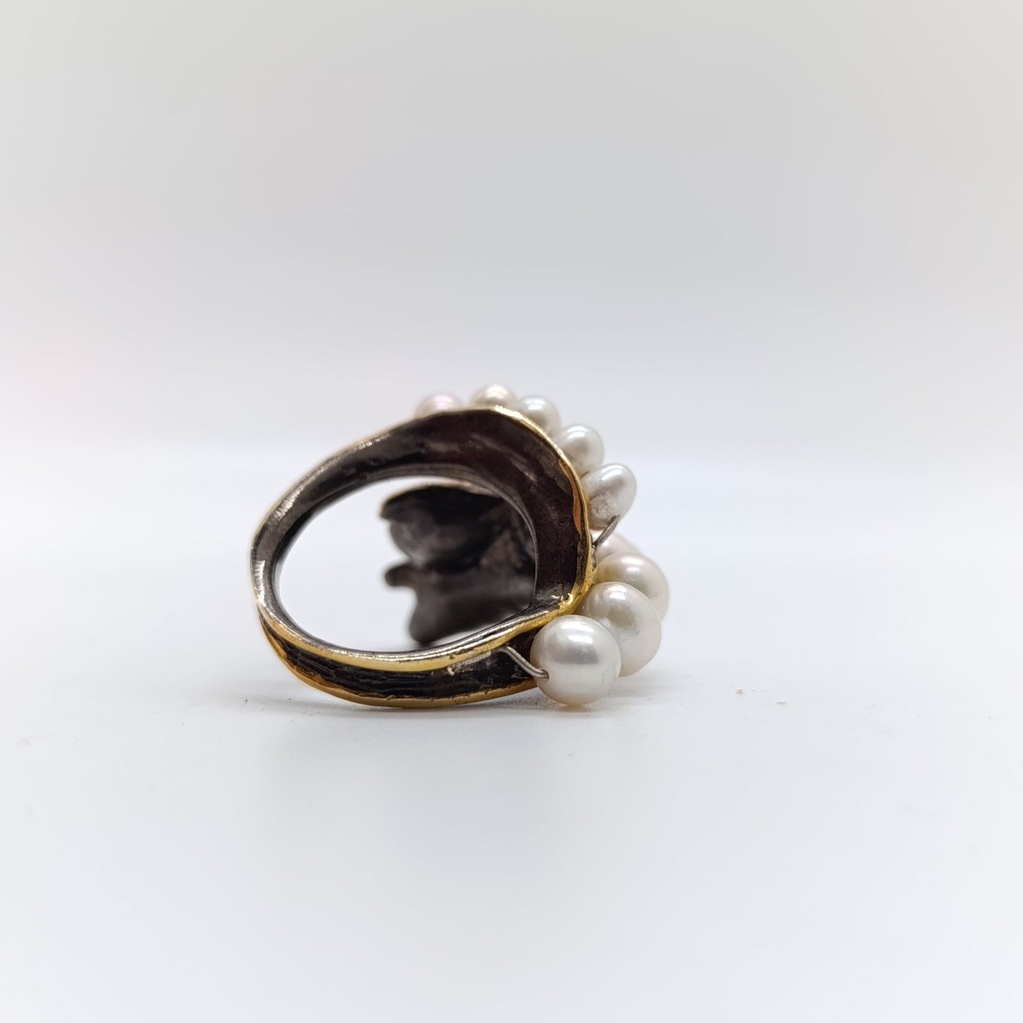 Anillo Ola de Perlas Chapado Oro 18k