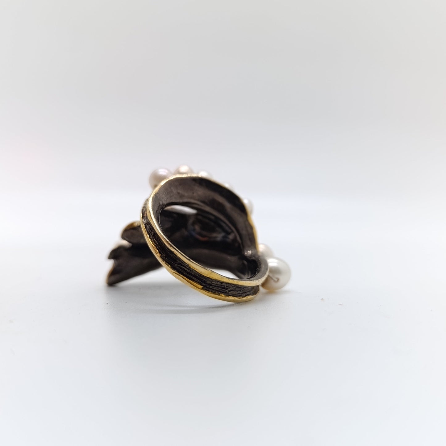 Anillo Ola de Perlas Chapado Oro 18k