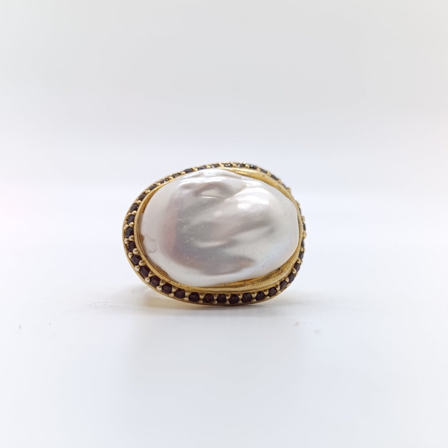 Anillo Perla Barroc Plata Chapada Oro 18k