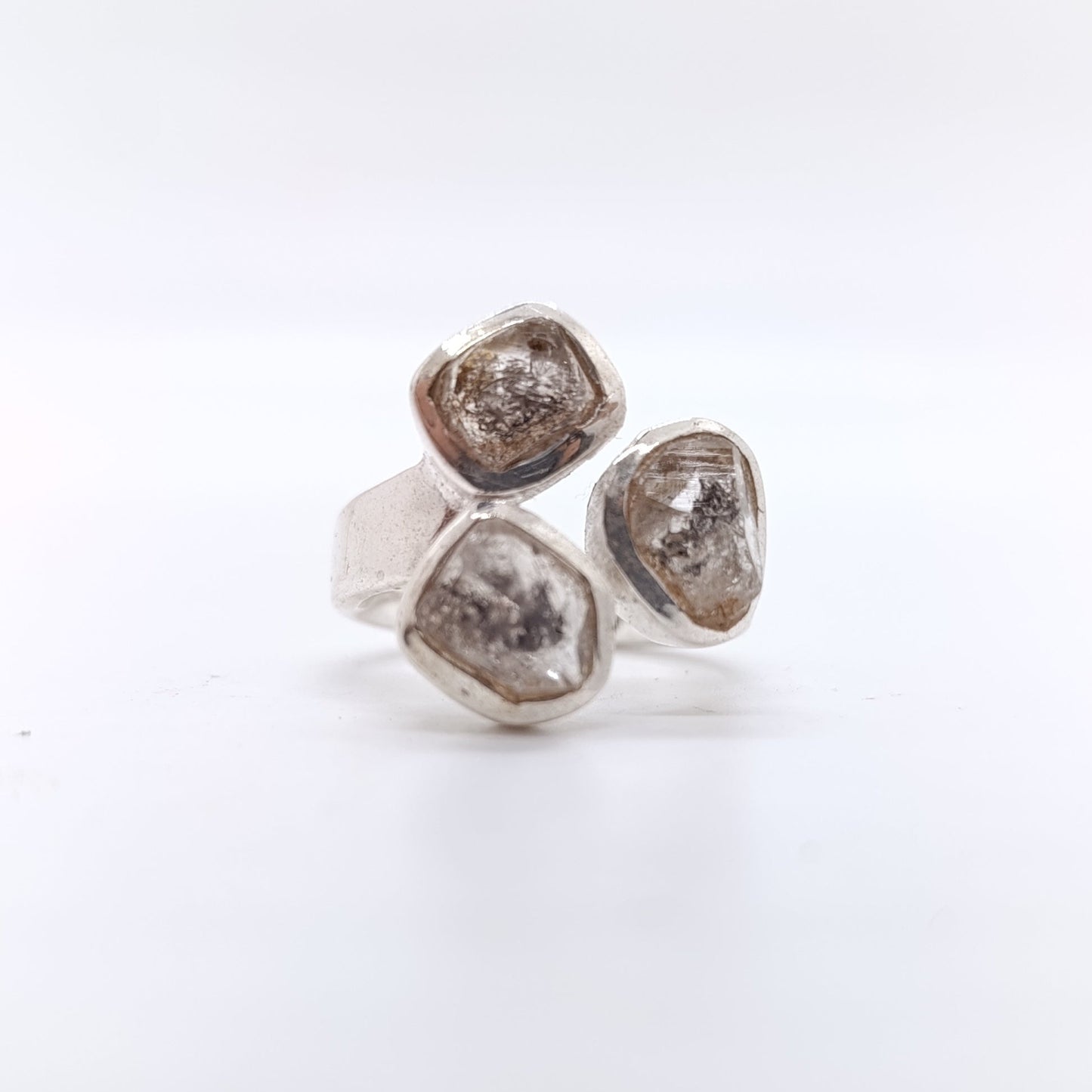 Anillo Tri  Herkimer Hecho a Mano