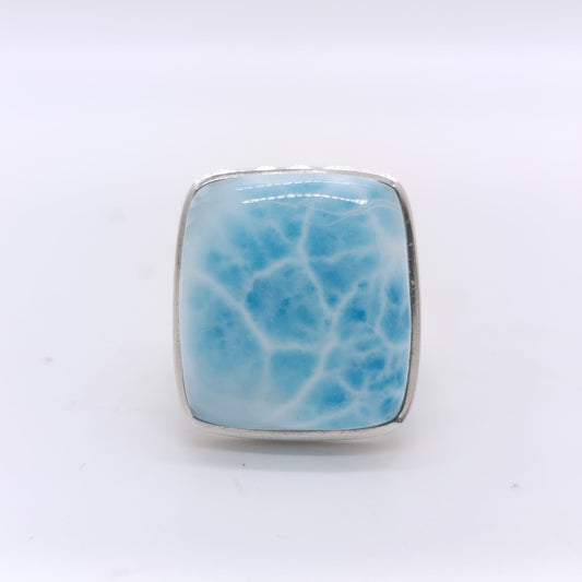 Anillo de Plata con Larimar AAA - Artesanía Exclusiva
