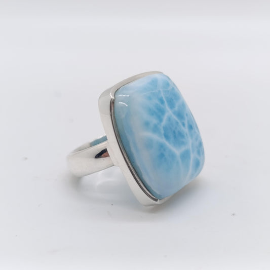 Anillo de Plata con Larimar AAA - Artesanía Exclusiva