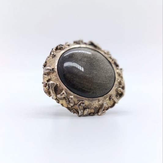 Anillo Redondo Obsidiana