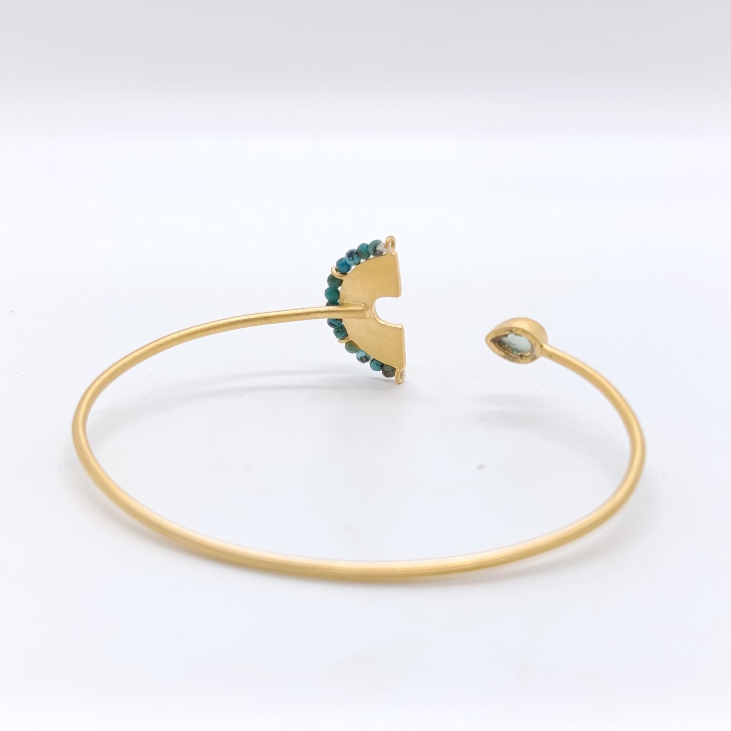 Pulsera DemiSol Turquesa Chapado Oro 18k Mate